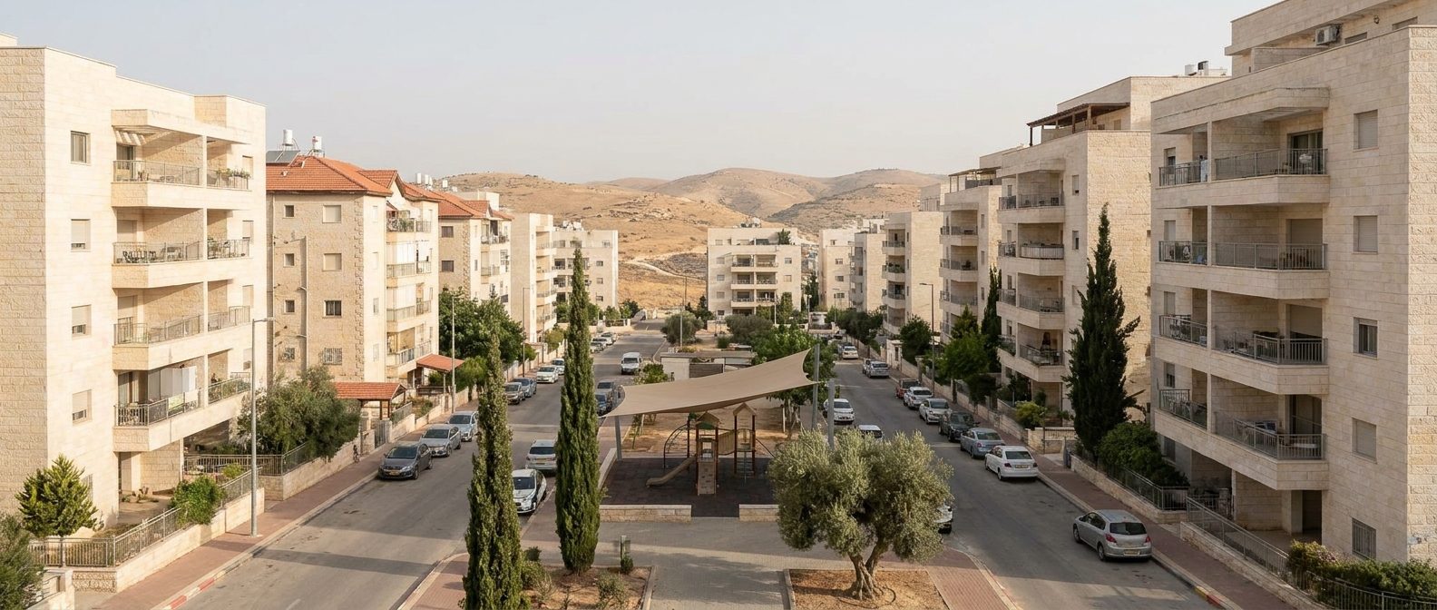 Illustration of a quiet residential street in Ramat Beit Shemesh Aleph
